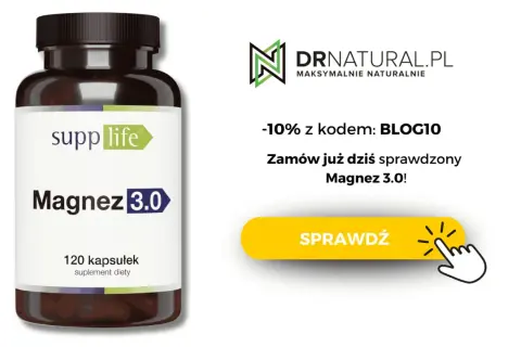 Butelka suplementu Magnez 3.0 od SuppLife. Sprawdź, jaki jest najlepszy magnez i zamów z rabatem 10% na DRnatural.pl!