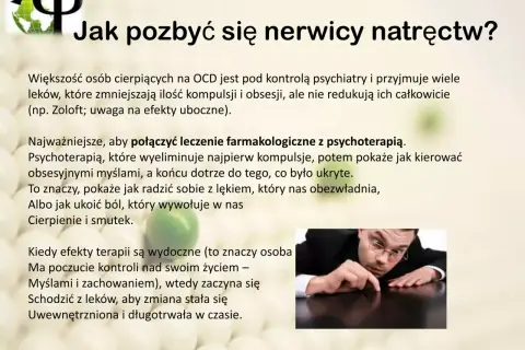 Mężczyzna w okularach pochyla się nad stołem, skupiony na czymś na jego powierzchni. Obraz ilustruje najdziwniejsze objawy nerwicy natręctw.